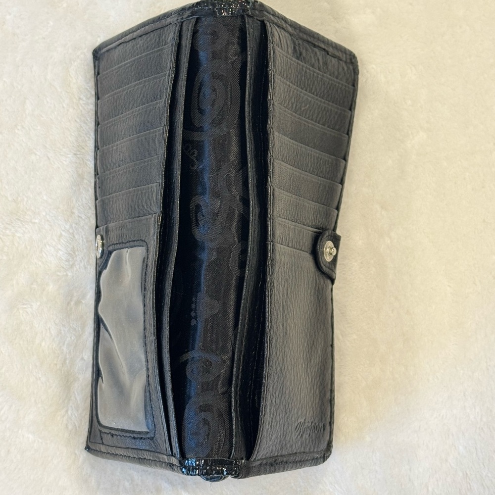 Brighton Pretty Tough Large Black Leather Studded Folio Wallet - Picture 2 of 12